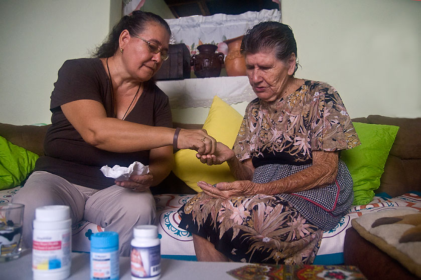 The small pension she’s getting again helps pay for the medicines she has to take daily.