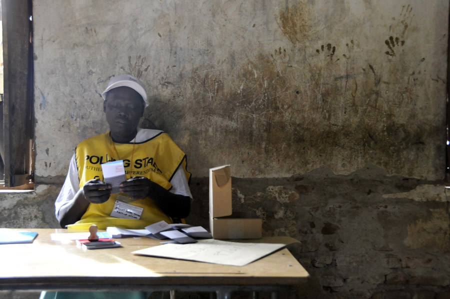 A polling official in Juba.