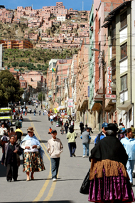 Quiet and orderly streets of La Paz, Bolivia.