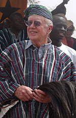 President Carter and the delegation arrive Feb. 4, 2004, in the vilage of Dashei in northern Ghana.