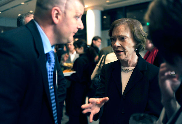 Former First Lady Rosalynn Carter meets with Iraq veteran Michael Jernigan