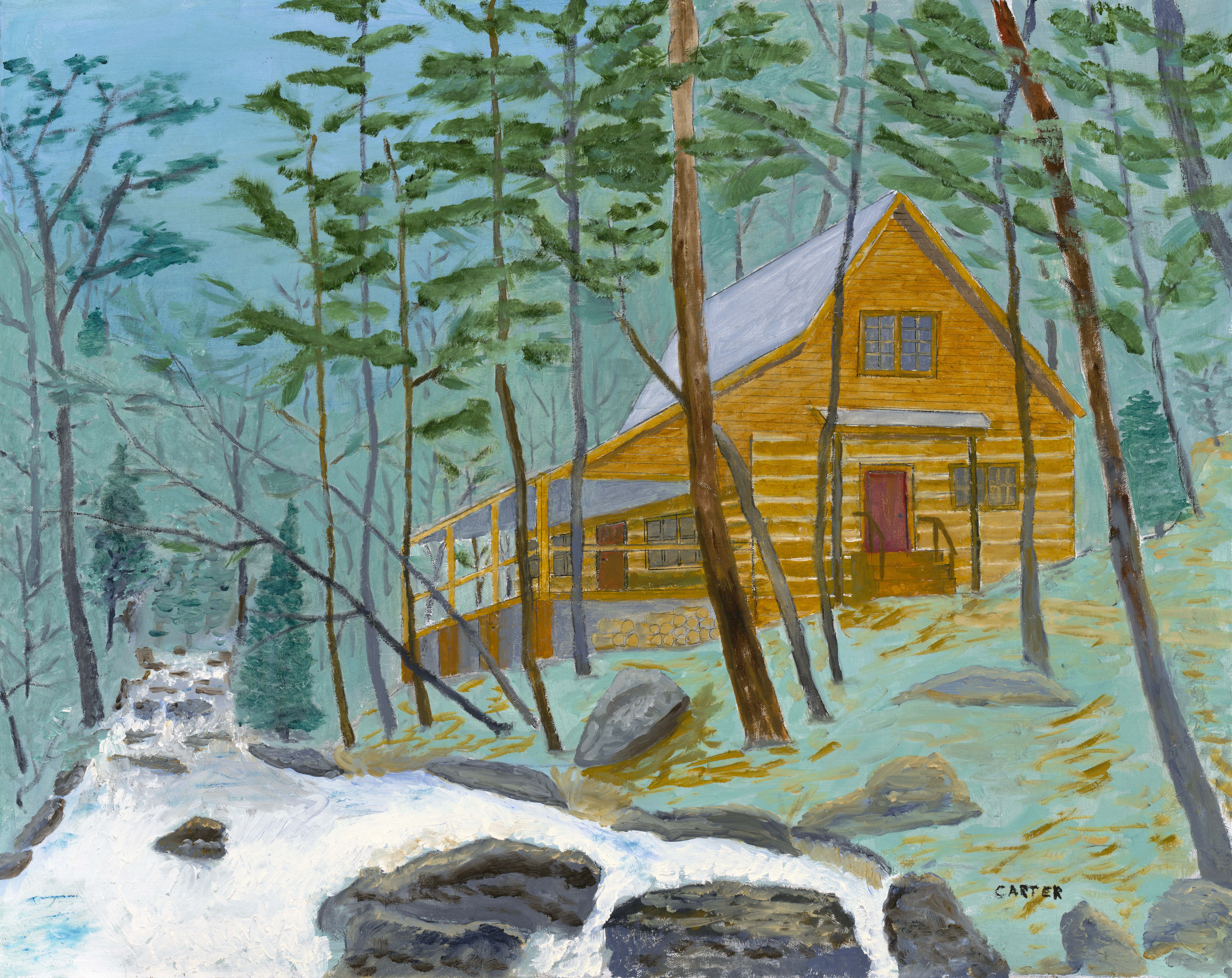  “Mountain Cabin,” an original work of art painted by President Carter in 2010, has been hanging in his house in Plains, Georgia. It sold at the benefit auction for $210,000.