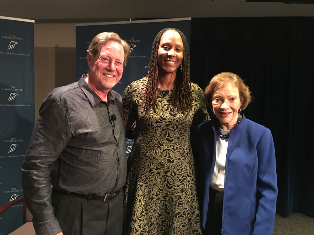 Independent filmmaker Rick Goldsmith, WNBA star Chamique Holdsclaw, and Rosalynn Carter at a screening the film at The Carter Center in November. 
