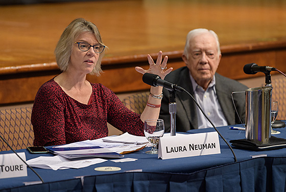 Laura Neuman, director of the Carter Center’s Global Access to Information Program, speaks at the Center’s recent International Conference on Women and Access to Information.