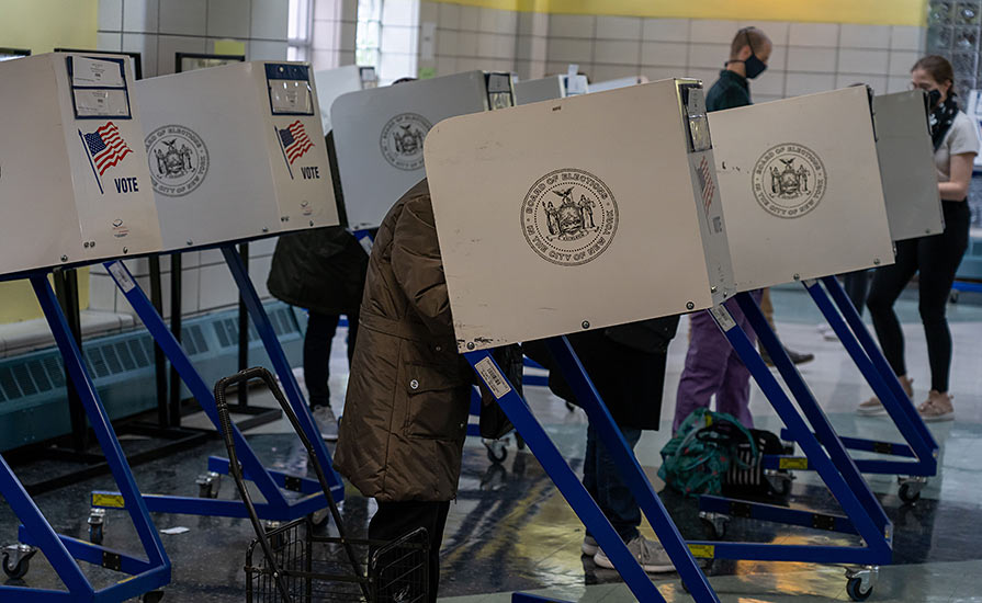  On Nov. 3, 2020, at a polling site in Manhattan, New Yorkers cast their votes in the U.S. election.