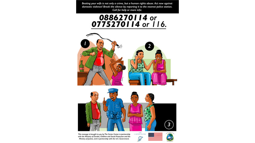 Image of an illustrated leaflet for domestic violence prevention.