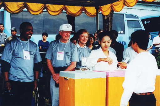 President and Mrs. Carter observing the Indonesian elections, June 5-9, 1999.