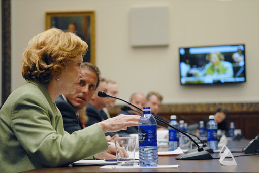 Former First Lady Rosalynn Carter testifies in favor of the Wellstone Act before a House Education and Labor Subcommittee.