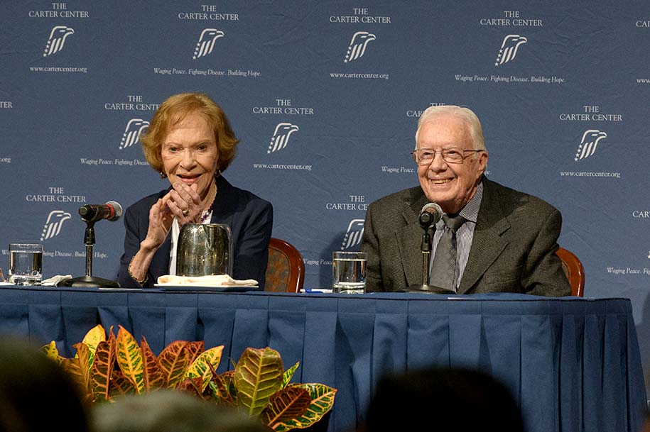 Rosalynn Carter and Jimmy Carter discuss some of the ways The Carter Center has been waging peace and fighting disease to build hope.