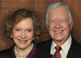 Former U.S. President Jimmy Carter and his wife, Rosalynn, pose at the Atlanta Symphony Hall in the Woodruff Arts Center in Atlanta, Georgia, at an event celebrating President Carter's Nobel Peace Prize.