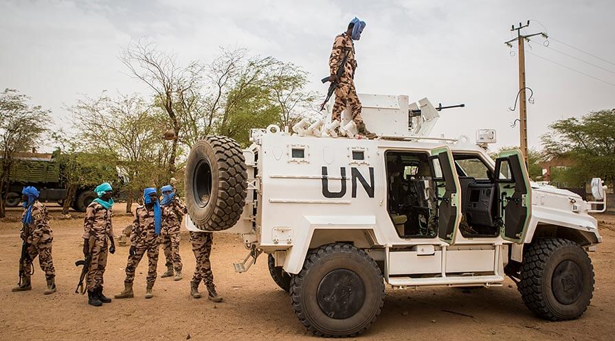 A convoy of U.N. peacekeepers.