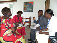Members of an NGO meet at Human Rights House.