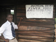 Photo of River Gbeh Magisterial Court clerk.