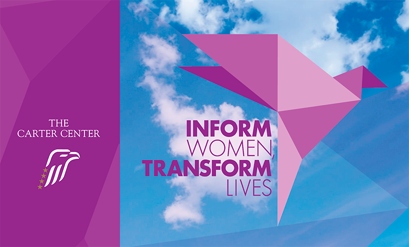 Screenshot of brochure cover featuring blue and purple design with an origami dove.