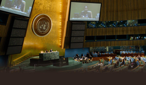 Members of the U.N. General Assembly discuss a report from the International Criminal Court, the goal of which is to end impunity for perpetrators of the most serious crimes of concern to the global community. In the late 1990s, President Carter and The Carter Center were instrumental in the formation of the court, which has issued 27 indictments since its founding. (Photo: Devra Berkowitz/UN Photo)